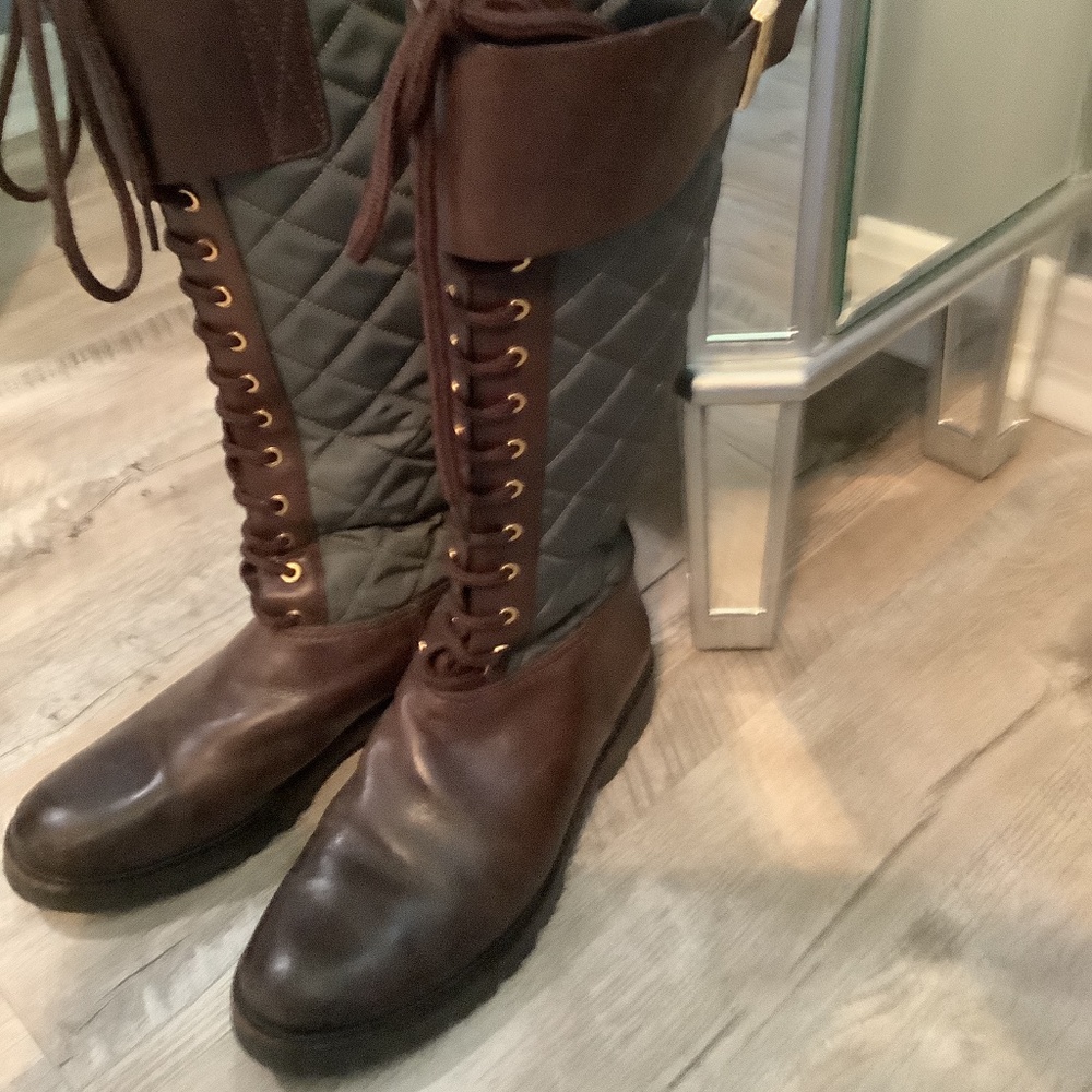 Tory Burch leather & quilted riding boot.